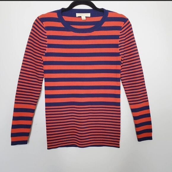 MICHAEL MICHAEL KORS Red Navy Striped Viscose Blend Sweater Size - S - Picture 2 of 3